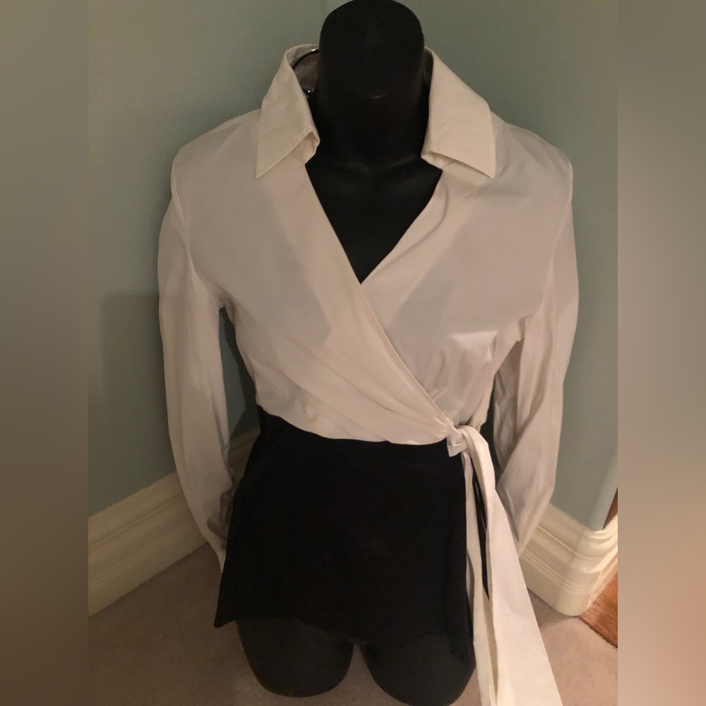 Black/White side tie/side zipper